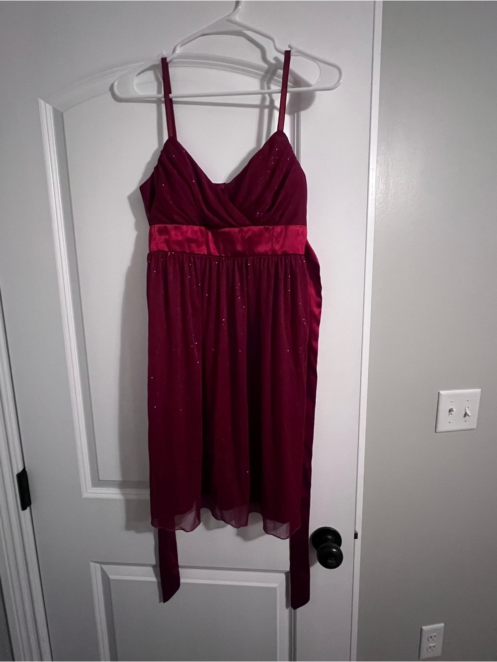 Juniors Red Sparkle Evening Mini Dress Sz Medium